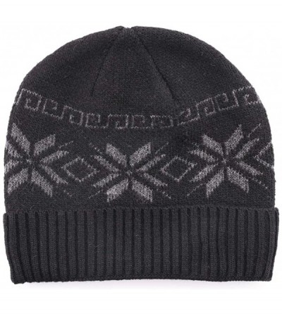 Skullies & Beanies Men's Winter Hat Warm Knitted Wool Thick Beanie Skull Cap for Men Women Gifts - Black - CQ192TLIH6O $11.25