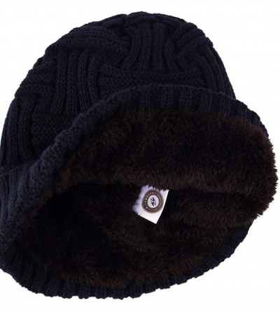 Skullies & Beanies Fleece Lined Knit Beanie Winter Hat Slouchy Watch Cap HZ50031 - Navy - CD18L83X22G $9.73