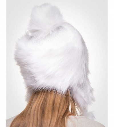 Bomber Hats Faux Fur Trapper Hat for Women - Fun- Warm & Different Russian Fur Hat - White Rabbit - CZ11HBFLPX5 $29.07