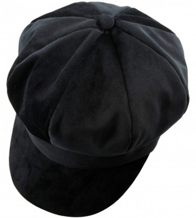 Newsboy Caps Newsboy Hat-Plain Cabbie Visor Beret Gatsby Ivy Caps for Women - G-black(velvet) - CA188G7MLK8 $11.27