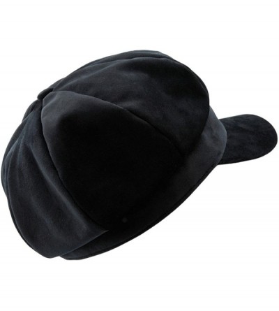 Newsboy Caps Newsboy Hat-Plain Cabbie Visor Beret Gatsby Ivy Caps for Women - G-black(velvet) - CA188G7MLK8 $11.27