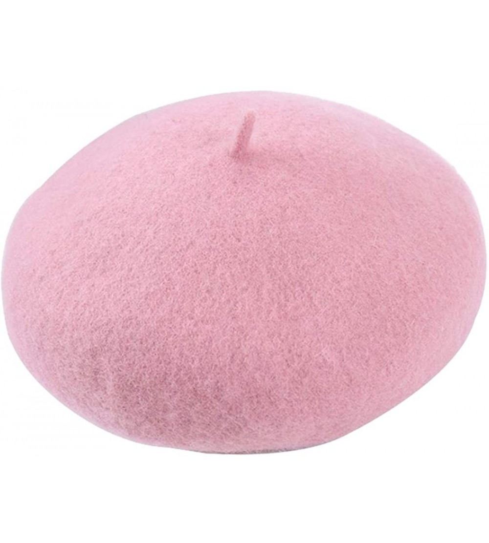 Berets Women's French Artist Wool Beret Flat Cap Winter - Nude Pink - CL188TGA9IQ $26.26
