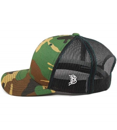 Baseball Caps USA 'Midnight Glory' Dark Leather Patch Hat Curved Trucker - One Size Fits All - Camo - CG18IGQNCEO $35.84