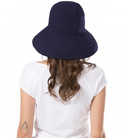 Bucket Hats Women Wide Brim Sun Hats Foldable UPF 50+ Sun Protective Bucket Hat - Printing-navy - CK18T46KLQN $15.95