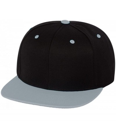 Baseball Caps Flexfit 6 Panel Premium Classic Snapback Hat Cap - Black/Silver - CW12D6KEDNH $18.68