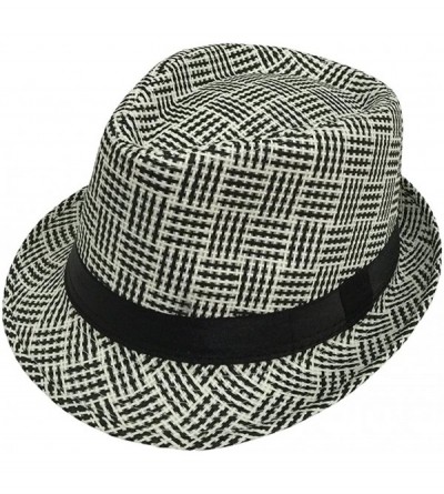 Sun Hats Women Fedora Trilby Beach Sun Pp Braid Straw Panama Hat - Stripe a - CN11Z0G69O7 $23.25