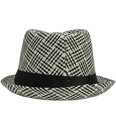 Sun Hats Women Fedora Trilby Beach Sun Pp Braid Straw Panama Hat - Stripe a - CN11Z0G69O7 $23.25