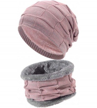 Skullies & Beanies Styles Oversized Winter Extremely Slouchy - Pink Hat&scarf Set - C018ZZLEQSM $25.28