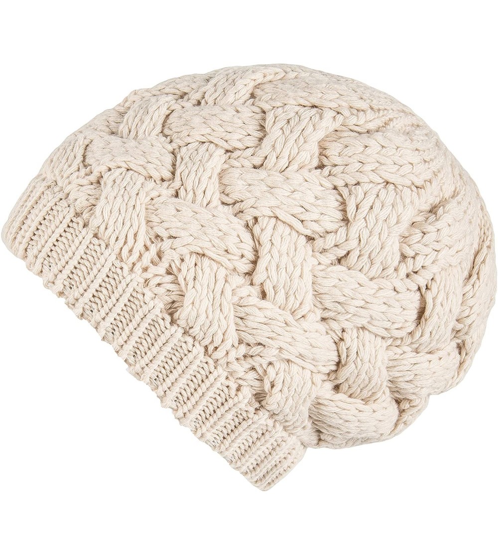 Skullies & Beanies Cable Knit Slouchy Chunky Oversized Soft Warm Winter Beanie Hat - Beige - CE186Q9N0WW $9.04