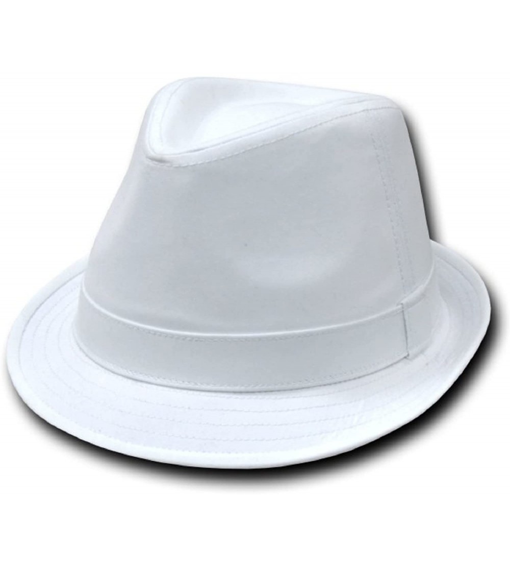 Fedoras Basic Poly Woven Fedora Hats (WHITE/WHITE- L/XL) - CD113LQBJMP $14.53