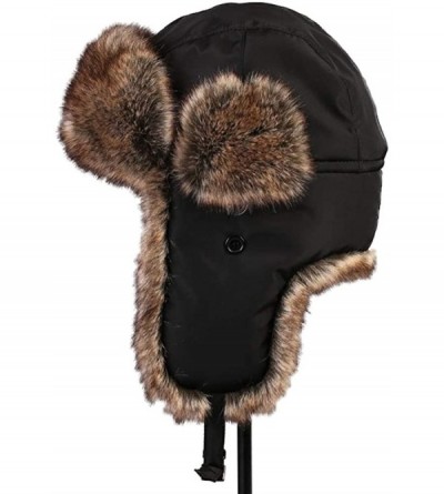 Bomber Hats Unisex Winter Trapper Bomber Hat with Ear Flaps Russian Ushanka - Black 2 - CI18LT6IIAK $23.15