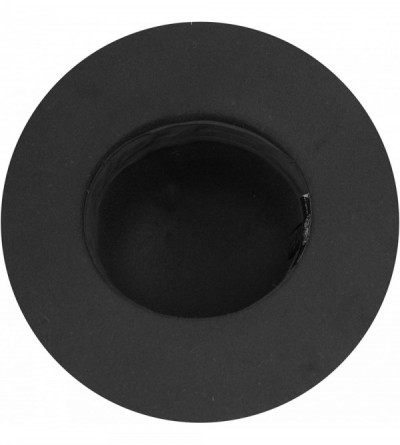 Fedoras Women's Felt Floppy Hat - Black - CF12MXW2KDC $26.35