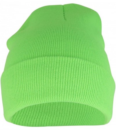 Skullies & Beanies High Visibility Neon Color Cuff Long Winter Beanie Hat - Green - CU18EYO3NS6 $14.46