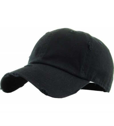 Baseball Caps Dad Hat Adjustable Unstructured Polo Style Low Profile Baseball Cap - Distressed Black - C518DAQTHKI $30.00