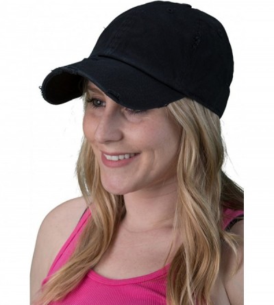 Baseball Caps Dad Hat Adjustable Unstructured Polo Style Low Profile Baseball Cap - Distressed Black - C518DAQTHKI $12.21