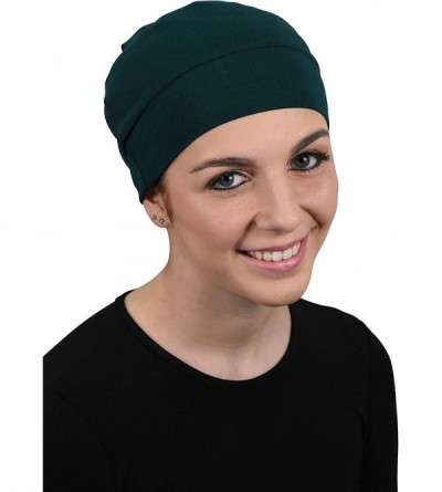 Skullies & Beanies Womens Soft Sleep Cap Comfy Cancer Wig Liner & Hair Loss Cap - Hunter Green - CB12LNKYTSL $17.65