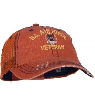 Baseball Caps US Air Force Veteran Military Embroidered Low Cotton Mesh Cap - Orange - CA18L8UQWI3 $26.88