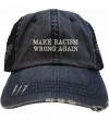 Baseball Caps Adult Make Racism Wrong Again Embroidered Distressed Trucker Cap - Navy/ Navy - CP18HU93ZMG $24.47