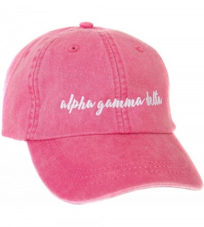Baseball Caps Alpha Gamma Sorority Baseball Hat Cap Cursive Name Font Alpha Gam - Hot Pink - CB188U7YKOY $25.37