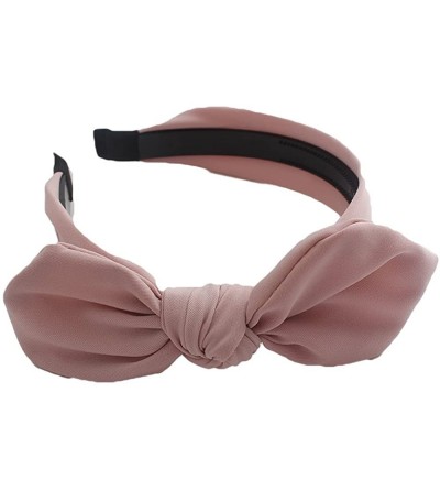 Headbands Womens Solid Bow Tie Hair Band Headbands with Teeth - Pink - CY18GD2H5AL $20.61