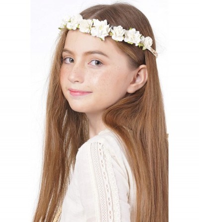 Headbands White Flower Crown Headband for Wedding Festivals Wreath Boho Garland - white - CS12BRP4S5L $11.21
