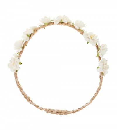 Headbands White Flower Crown Headband for Wedding Festivals Wreath Boho Garland - white - CS12BRP4S5L $11.21
