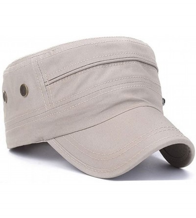 Baseball Caps Solid Brim Flat Top Cap Army Cadet Classical Style Military Hat Peaked Cap - Gray - C217YHWYKZH $12.42