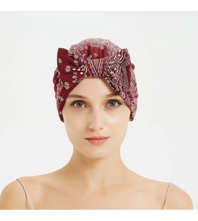 Skullies & Beanies Pretied Slip on Turban Chemo Hat- Flower Turban 2 Pack-Elastic Knotted Headwrap Beanie-Sleep Hat-Hair Loss...