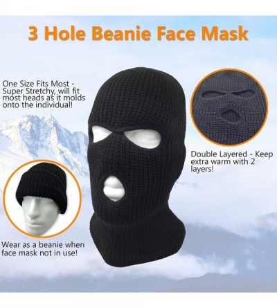 Balaclavas 3 Hole Beanie Face Mask Ski - Warm Double Thermal Knitted - Men and Women - Charcoal - C818KNQIULA $22.44