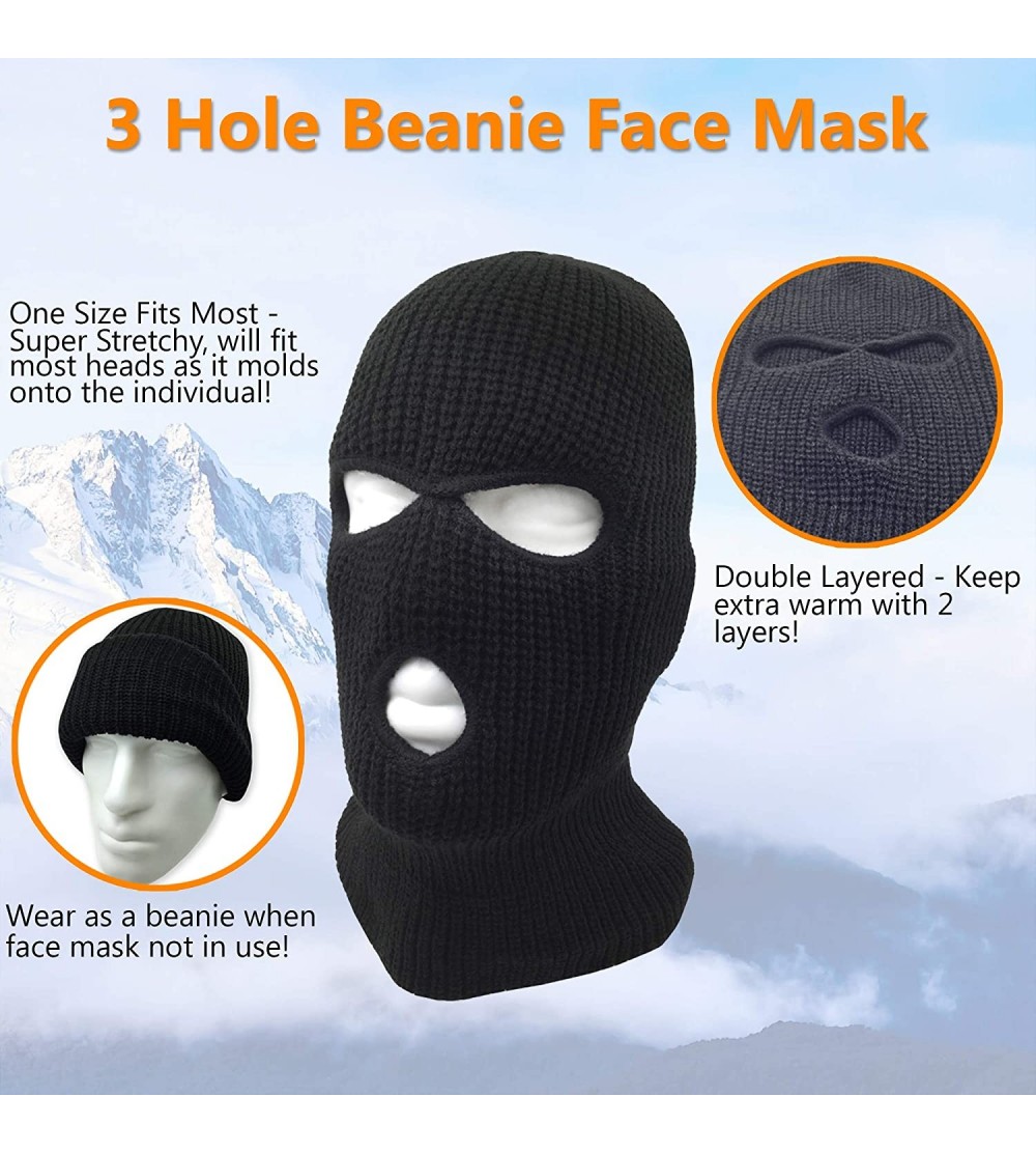 3 Hole Beanie Face Mask Ski - Warm Double Thermal Knitted - Men and ...