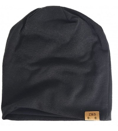 Skullies & Beanies Slouch Beanie Hat for Men Women Summer Winter B010 - Black - CV1211QF8N7 $11.33
