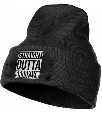 Skullies & Beanies Fashion Knit Cap for Mens and Womens- 100% Acrylic Acid Straight Outta Brooklyn Ski Cap - Black - CI18NQUQ...