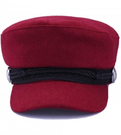 Newsboy Caps Women Ladies Girls Wool Blend Baker Boy Peaked Cap Newsboy Hat Cap Fashion - Winered - C91935KT7NH $13.67