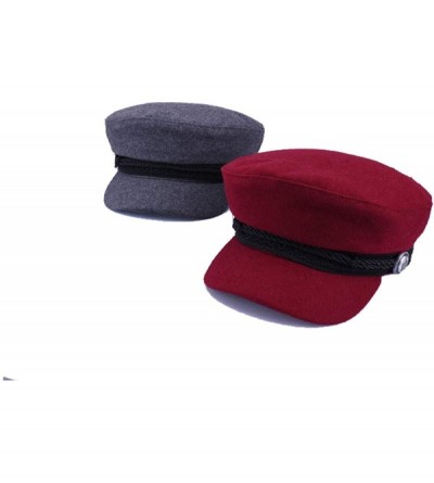 Newsboy Caps Women Ladies Girls Wool Blend Baker Boy Peaked Cap Newsboy Hat Cap Fashion - Winered - C91935KT7NH $13.67