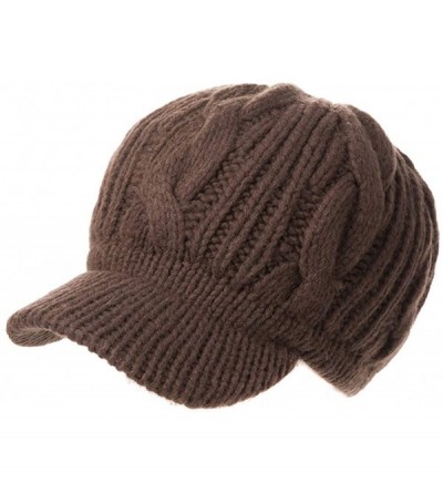 Newsboy Caps Wool Knitted Visor Beanie Winter Hat for Women Newsboy Cap Warm Soft Lined - 10120_coffee / Cotton Lined - C612N...