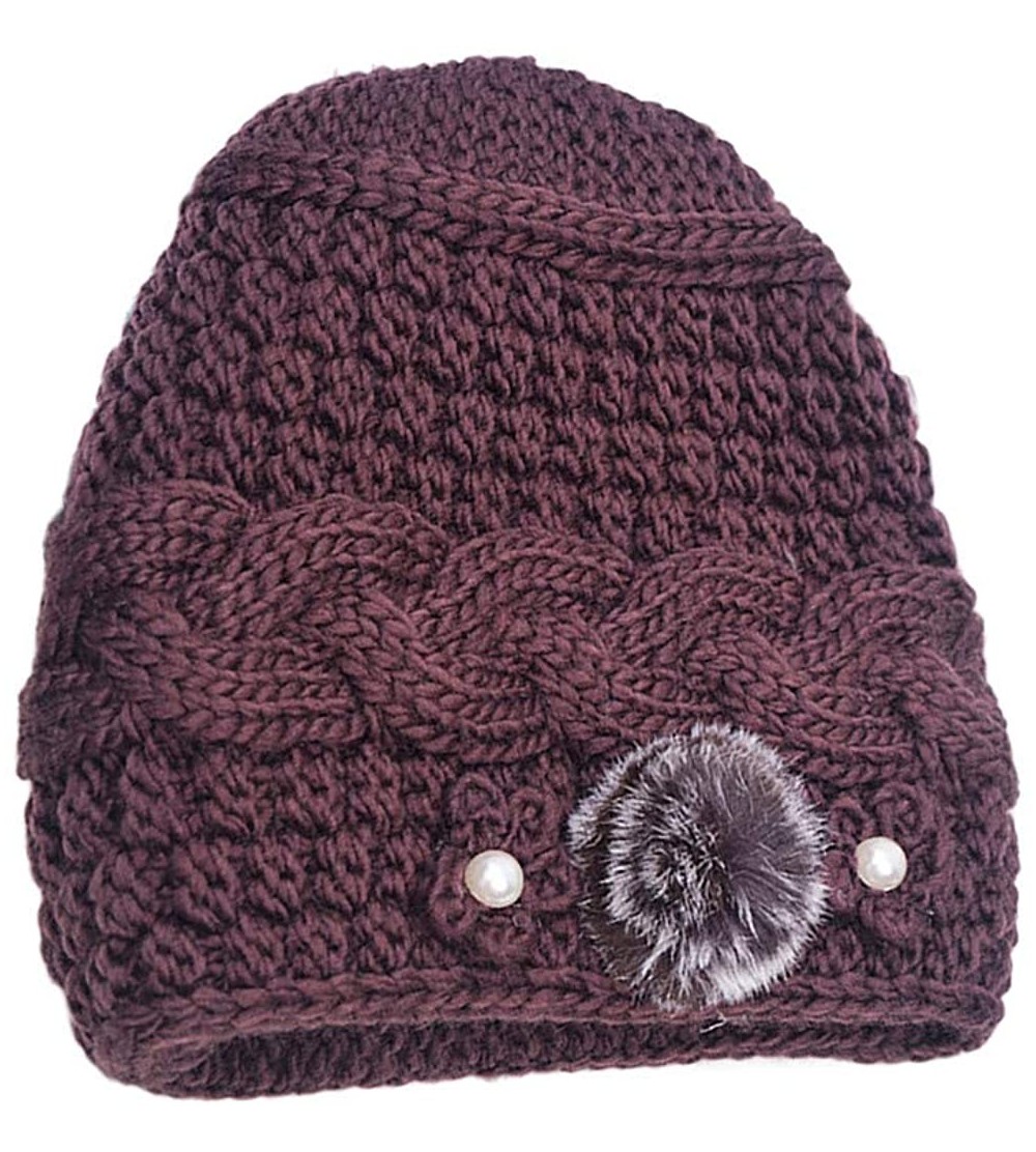 Berets Womens Hats- Elderly Women Fashion Keep Warm Winter Hats Knitted Hand Hook Hat Coffee - CI18M70YLN8 $12.52