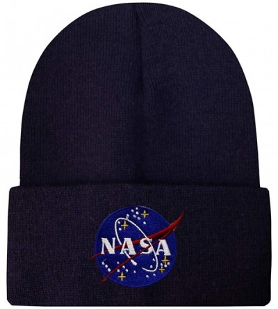 Skullies & Beanies Sk901 NASA Winter Ski Beanie Hat - Navy - CB18MD5LIN4 $17.96