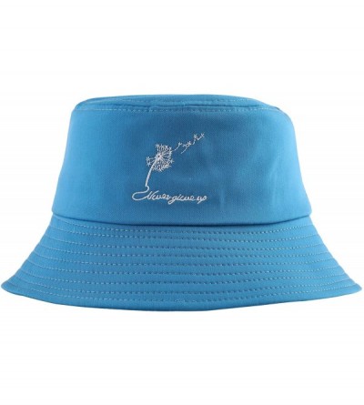 Bucket Hats Unisex Fashion Unique Word Embroidered Bucket Hat Summer Fisherman Cap for Men Women Teens - Blue Dandelion - CG1...