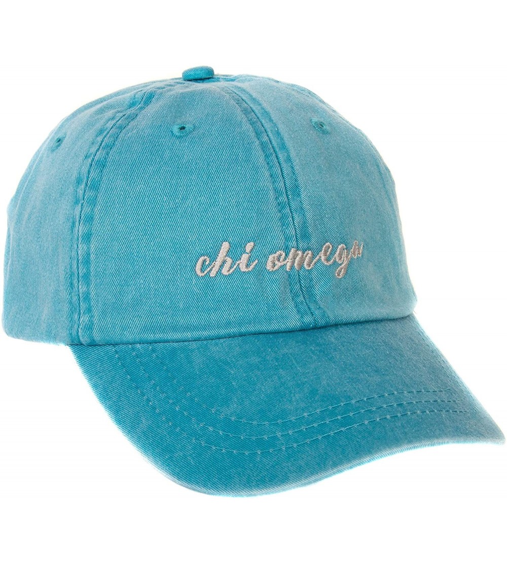 Baseball Caps Chi Omega (N) Sorority Baseball Hat Cap Cursive Name Font chi o - Bright Blue - C2189D8G0ZR $18.80