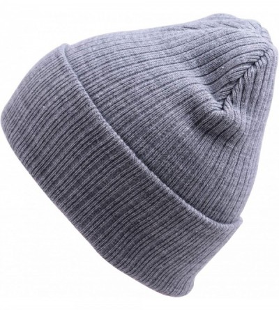 Skullies & Beanies Women's Rib Knit Beanie Hat Fashion Cuffed - Gray - CL188IOLGZM $11.53