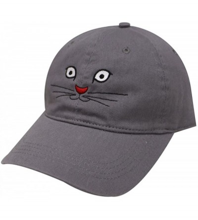 Baseball Caps Cat Face Cotton Baseball Caps - Dark Grey - CT17Z5GDA6D $12.78