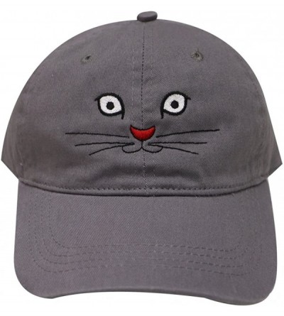 Baseball Caps Cat Face Cotton Baseball Caps - Dark Grey - CT17Z5GDA6D $12.78