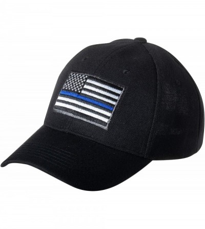 Baseball Caps United States Flag Thin Blue Line Embroidered Black Baseball Cap - Police Officer - CX18S70O3D8 $14.55