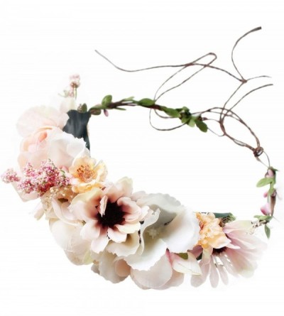 Headbands Handmade Adjustable Flower Wreath Headband Halo Floral Crown Garland Headpiece Wedding Festival Party - C118EEK0A7M...