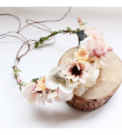Headbands Handmade Adjustable Flower Wreath Headband Halo Floral Crown Garland Headpiece Wedding Festival Party - C118EEK0A7M...