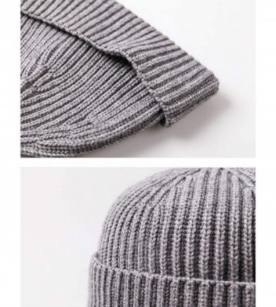 Skullies & Beanies Unisex Rollup Edge Knit Skullcap Adjustable Short Beanie for Men Women - Gray - CT187QC7MDK $11.43