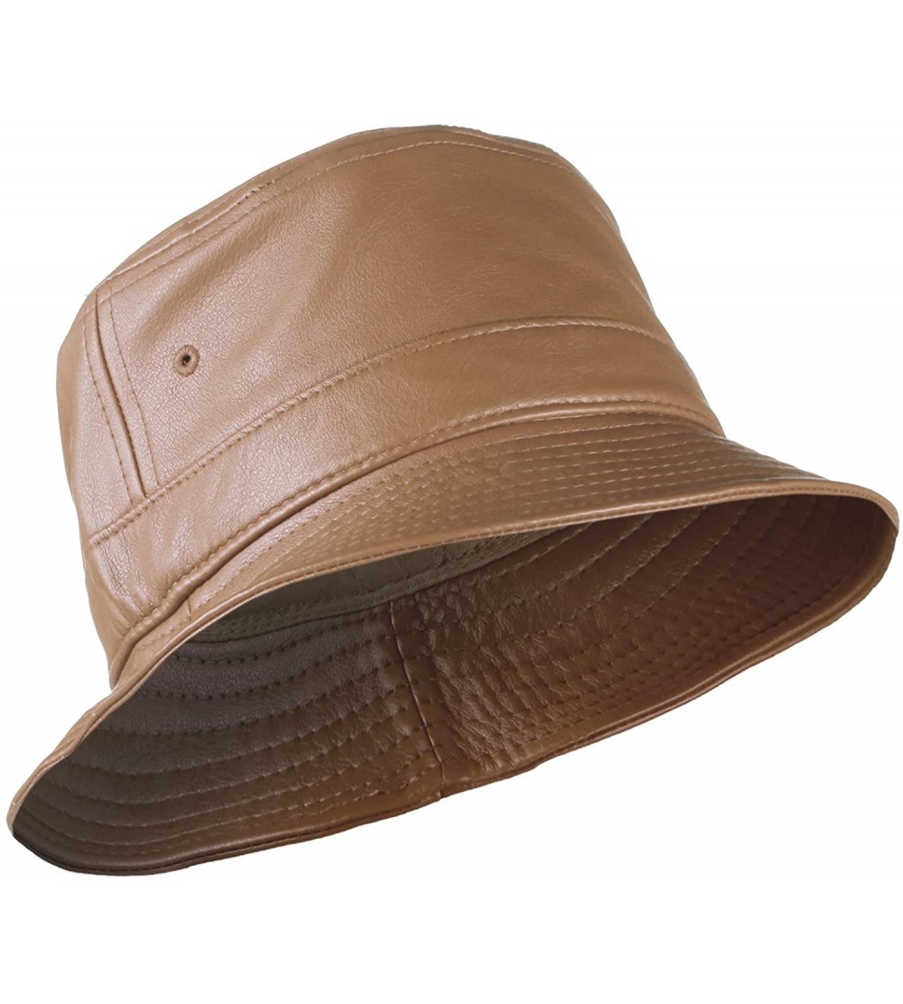Bucket Hats Fashion Bucket Hat Cap Headwear - Many Prints - Faux Leather Camel - C011TUVAFX3 $10.60