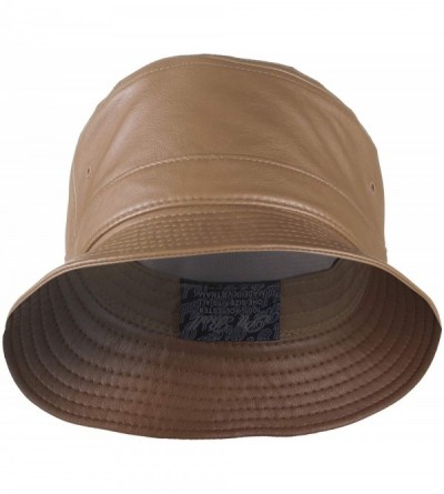 Bucket Hats Fashion Bucket Hat Cap Headwear - Many Prints - Faux Leather Camel - C011TUVAFX3 $10.60