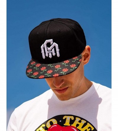 Baseball Caps Adjustable Snapback Hats - Flat Brim Galaxy Print- Tie Dye Cap Designs - Roses - CO18QIWA9GD $20.78