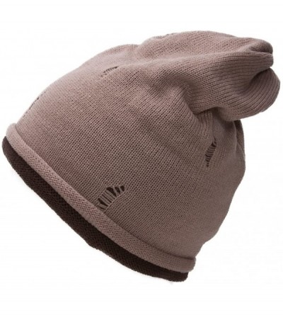 Skullies & Beanies Youth Size Double Layered Beanie - Taupe/Brown - CE11RIMUPHN $9.29